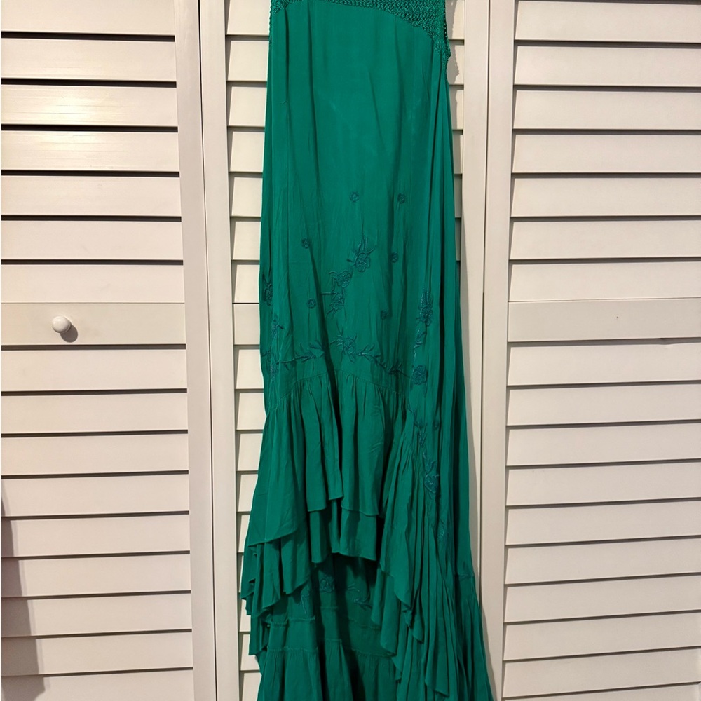 Free People Green Ruffled High-Low Resort Dress - Picture 4 of 5